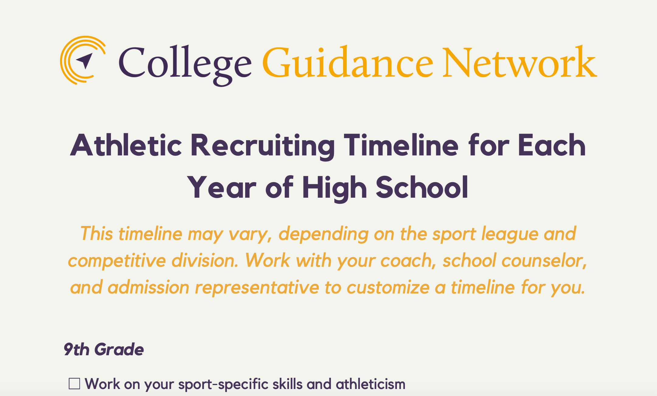 Athletic Recruiting Timeline for Each Year of High School